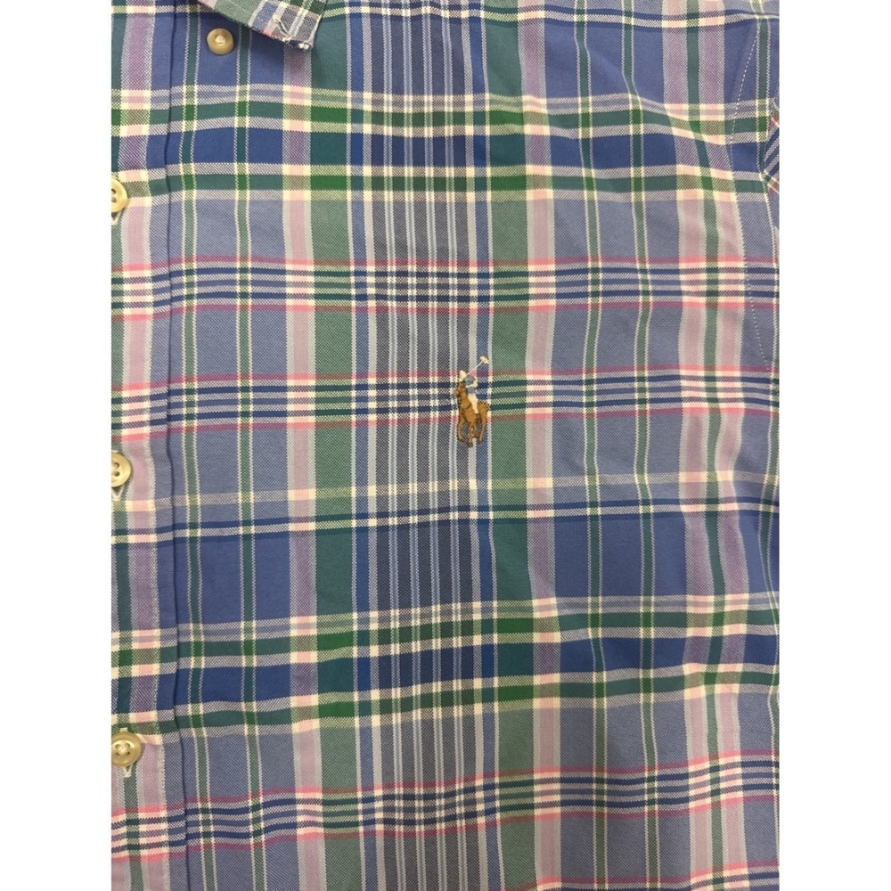 Ralph Lauren Classic Fit Plaid Short Sleeve Button Up Shirt Mens XL‎ Blue Green - Picture 7 of 9